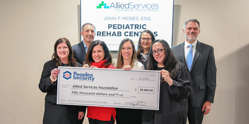 Peoples Security Bank & Trust Donates $50,000 to Support Pediatric Rehabilitation at Allied Services